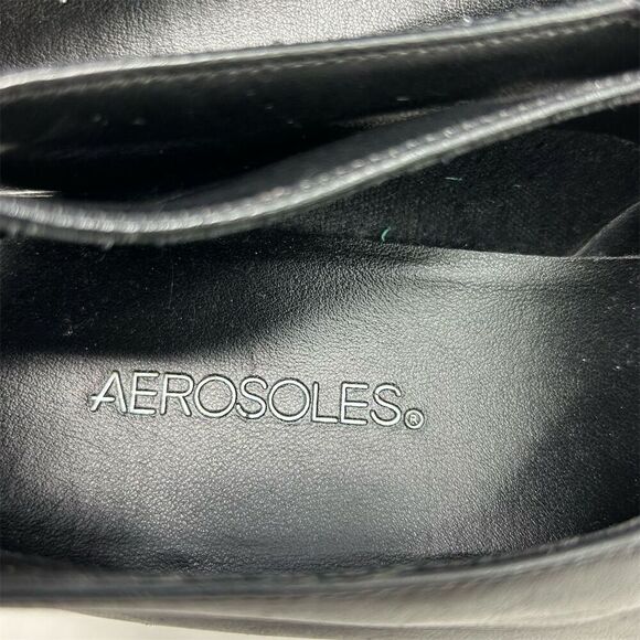 Aerosoles Women's Classic Black Leather Slip-On Heeled Loafers Size 10 Wide - Picture 13 of 14